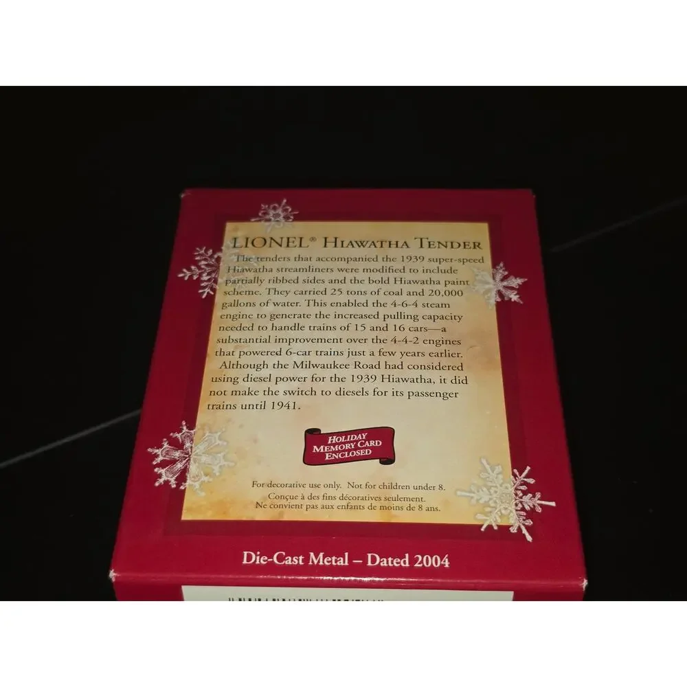 Hallmark Keepsake Ornament‎ Lionel 2004 Hiawatha Tender Metal Train